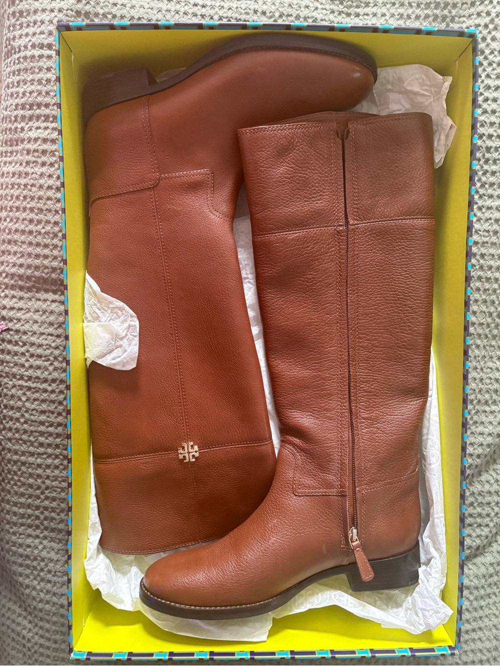 NWT Tory Burch Jolie Leather Riding Boots - Chestnut Brown - 9.5